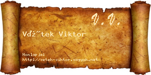 Vétek Viktor névjegykártya